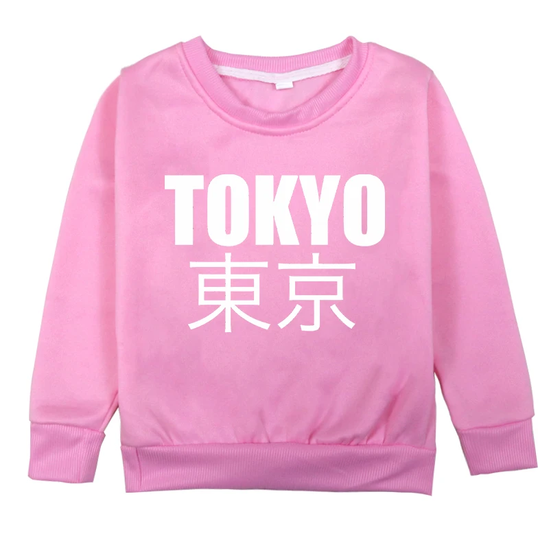 

New Tokyo Logo Print Toddler Baby Sweatshirts Tokyo Boys Girl Full Winter Pullovers Black White Pink Children Clothing T Shirts
