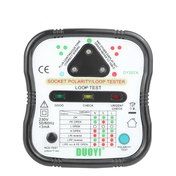 

DY207A 220V 110V Electric Socket Tester Automatic Wall Plug Breaker Finder Polarity RCD Test Phase Check Loop Test Detector