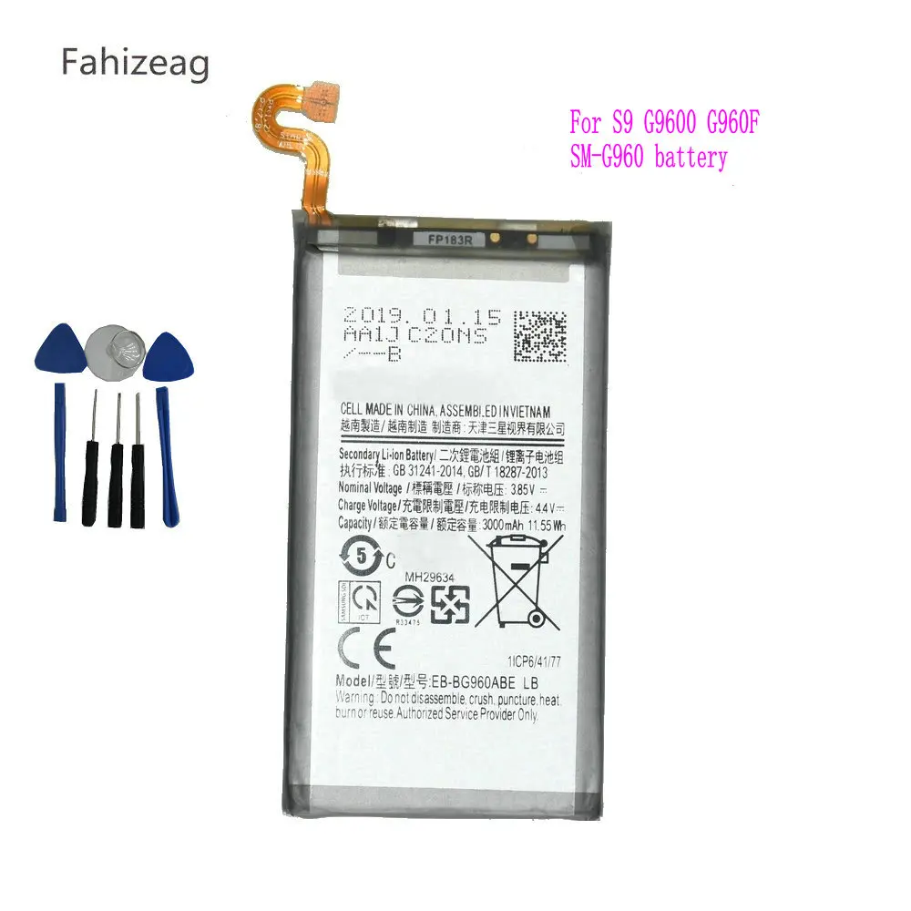 Fahizeag 10Pcs 3000mAh EB-BG960ABE Replacement Battery For Samsung Galaxy S9 G9600 G960F SM-G960 Phone Battery+free tool