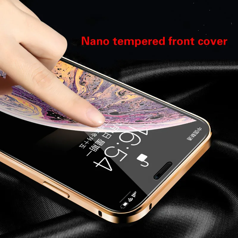 Aoweziic для iPhone 11 pro max xr xs max 7plus 8 Магнит King phone shell двойное стекло в рамке металлическая граница Магнитная присоска Призма