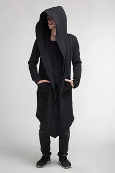 

Men Clothing Outwear Winter Unisex Casual Open Stitch Hooded Long Cloak Cape Coat Men Women Solid Pocket Loose Clock Coat