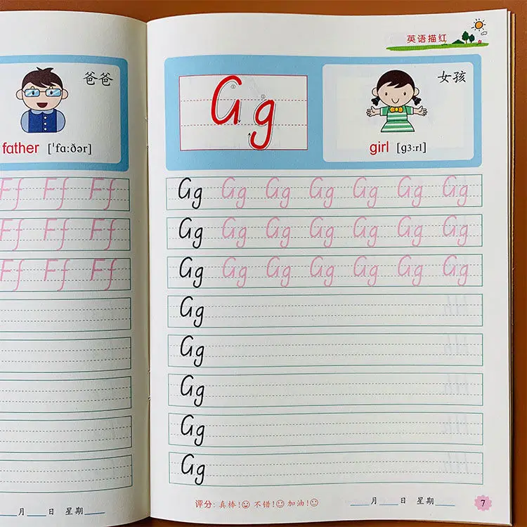 Caligrafia Livros Manuscrito Pré-escolar Crianças Exercícios Copybook Descrição 3d Round Writing 26 Alfabeto Inglês Uppercase 6 Cheap Educação & Ensino