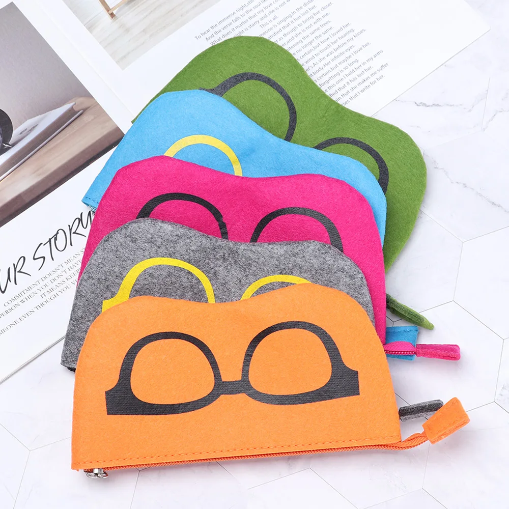Unisex Felt Glasses Case Bag Sunglasses Case Box Portatives Soft Zipper soleil Lunettes de soleil Protector Sunglasses Pouch