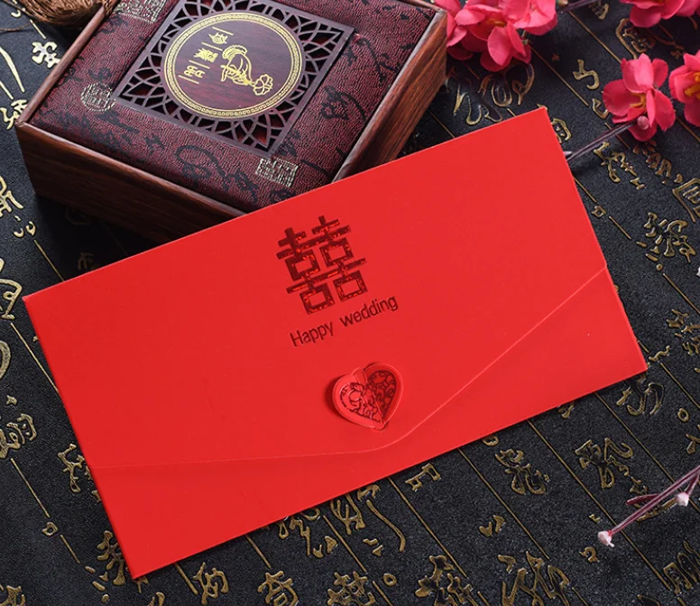 50 шт. Expuisite лазерная резка поздравительные открытки спасибо конверты сердце украшения Китайский двойной счастливое письмо свадебные приглашения