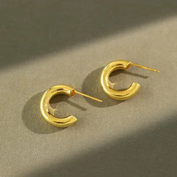 

YPAY 100% Genuine 925 Sterling Silver Stud Earrings for Women Korea INS Simple Geometric Circle Earring Cool Jewelry Gift YME803