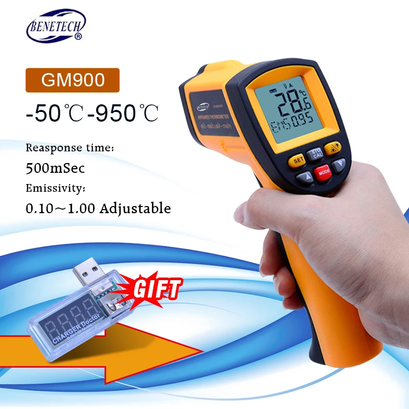 Best Price Digital laser thermometer temperature meter ir non contact Infrared thermometer gun -50~950C+Rechargeable Battery GIFT