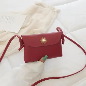 

Fashion Flower Decor Women PU Leather Shoulder Bag Simple Phone Pack Crossbody Bags for Women 2020 New