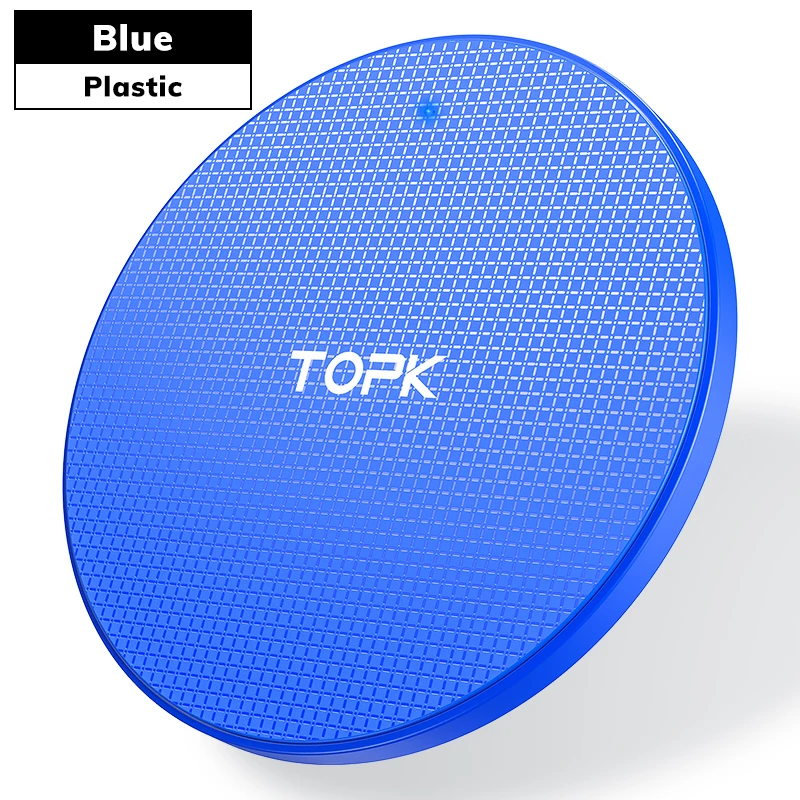 Blue TOPK Беспроводное зарядное устройство 10 Вт для iPhone XR Xs Max X 8 Plus быстрая Беспроводная зарядная подставка для Xiaomi samsung S10 S9 Plus Note 8 9 10 - Цвет: Blue