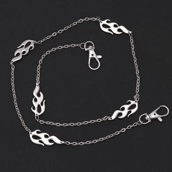 

Punk Flame Belt Waist Chain Men Trousers Pants Chain for Women Hip Hop Hook Keychain Street Jewelry