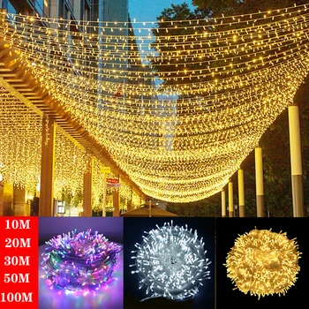 Fairy Lights 10M-100M Led String Garland Christmas Light Waterproof For Tree Home Garden Wedding Party Outdoor Indoor Decor 1