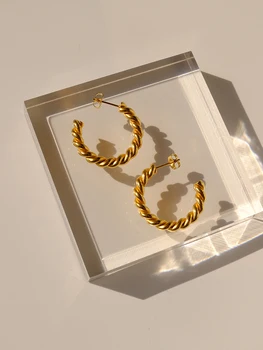 

Timeless Wonder Titanium Geo Twisted CC Stud Earrings Women Stainless Steel Jewelry Trendy Punk Gothic Designer Top Hip Hop 1578