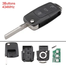 

434MHz 3 Buttons Keyless Uncut Flip Remote Key Fob with ID48 Chip 1K0959753G Fit for Touran/Caddy/Golf/Jetta/Sirocco/Tiguan
