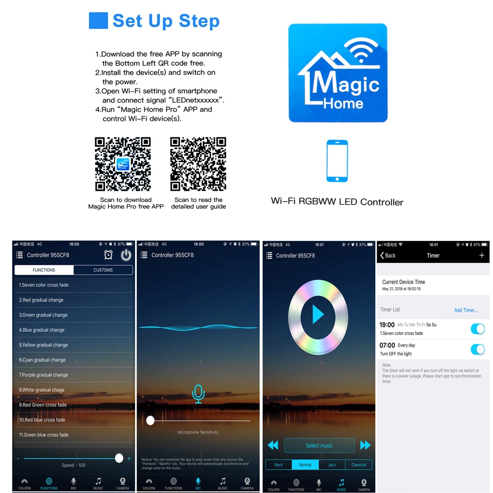 Светодиодный интеллектуальный контроллер Wi-Fi RGB/RGBW RGBCCT DC12-24V смартфон Fo RGB/RGBW RGBCCT светодиодный полосы
