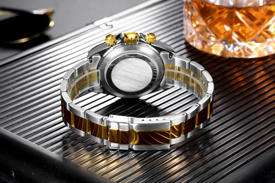 Luxury Brand Gold Watch Stainless Steel Diamonds Stone Fashion Sports Watch Automatic Watch Men Mechanical Watch Reloj Hombre