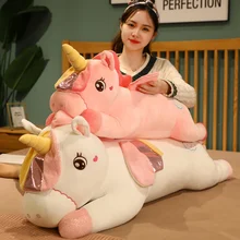 

2022 50cm Kawaii Giant Unicorn Plush Toys Kawaii Dolls Cute Stuffed Soft Animal Lying Horse Pillow Children Kids Birthday Gift