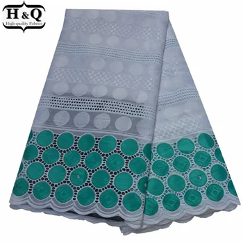 

Double Color Lace Punched African Dry Lace Fabric 5 Yards/Pieces Swiss Voile Lace With Stones 100% Cotton Embroidered Lace 2019