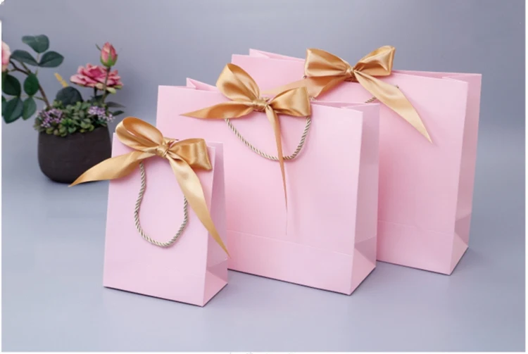 Подарочная сумка золотая Подарочная коробка для s одежды книги упаковка золотая ручка бумажная коробка пакеты крафт-бумага подарочная сумка с ручками Dec - Цвет: Розовый