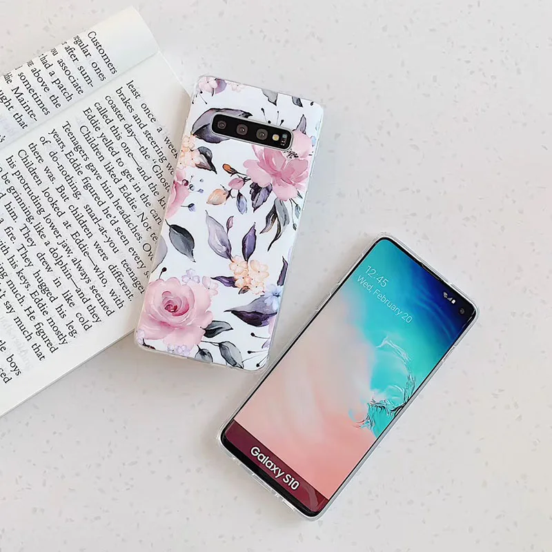 Чехлы в стиле ретро с цветами для samsung S10 S9 S8 Plus S10e матовый IMD Мягкий ТПУ чехол для samsung Galaxy A40 A50 A70 задняя крышка Fundas capa