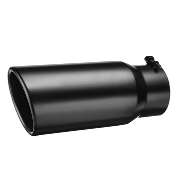

Car Exhaust Muffler 4 Inch Inlet 5 Inch Outlet Exhaust Tip Rear Pipe Tube Black Stainless Steel