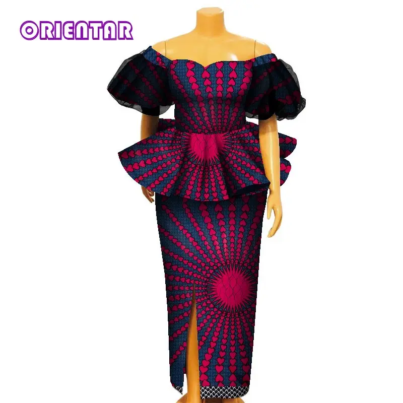 

2 Pieces Set African Outfits for Women African Print Blouse and Long Skirts African Clothes Women Plus Size 5XL 6XL WY8555