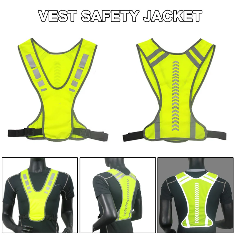 Reflective Vest Safe Jacket for Running Jogging Cycling Motorcycle Night ASD88