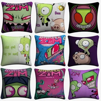

Invader Zim Gir Pig Bee Cartoon Decorative Linen Cushion Cover Pillow Case For Sofa 45x45cm Home Decor Throw Pillow Almofada