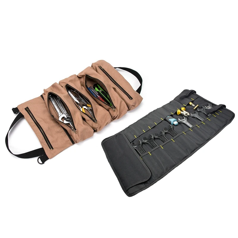 

HHO-2 Pcs Tool storage bag:1 Pcs Multifunction Oxford Cloth Folding Wrench Bag Tool Roll Storage Tools & 1 Pcs Super Tool Roll,
