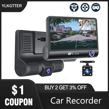 

YLKGTTER 4Inch 3 Lens Car DVR Dash Camera Video Recorder Car Registrar for Cars G-sensor Auto Dashcam Night Version Park Monitor