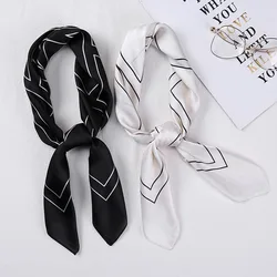 70X70CM Square Women Silk Scarf Designer Satin Scarves Spring Summer Head Neck Scarfs Hair Tie Band Neckerchief Elegant Bandana