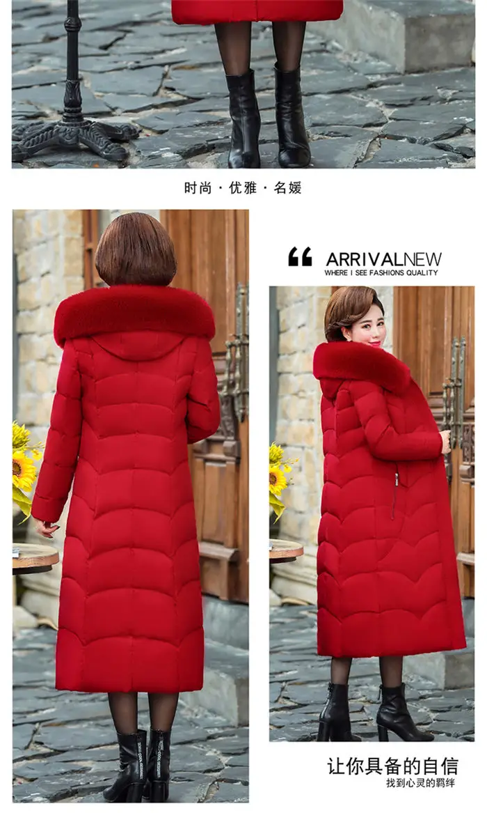 8XL женская одежда большого размера зимнее длинное хлопковое пальто для мамы среднего возраста пуховая хлопковая стеганая куртка для женщин 100 кг f1849