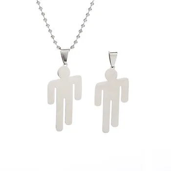 

American Rock Music Rapper Singer Bad Guy Billy Metal Pendant Necklace Keychain Humanoid Icon Jewelry Gift for Fans