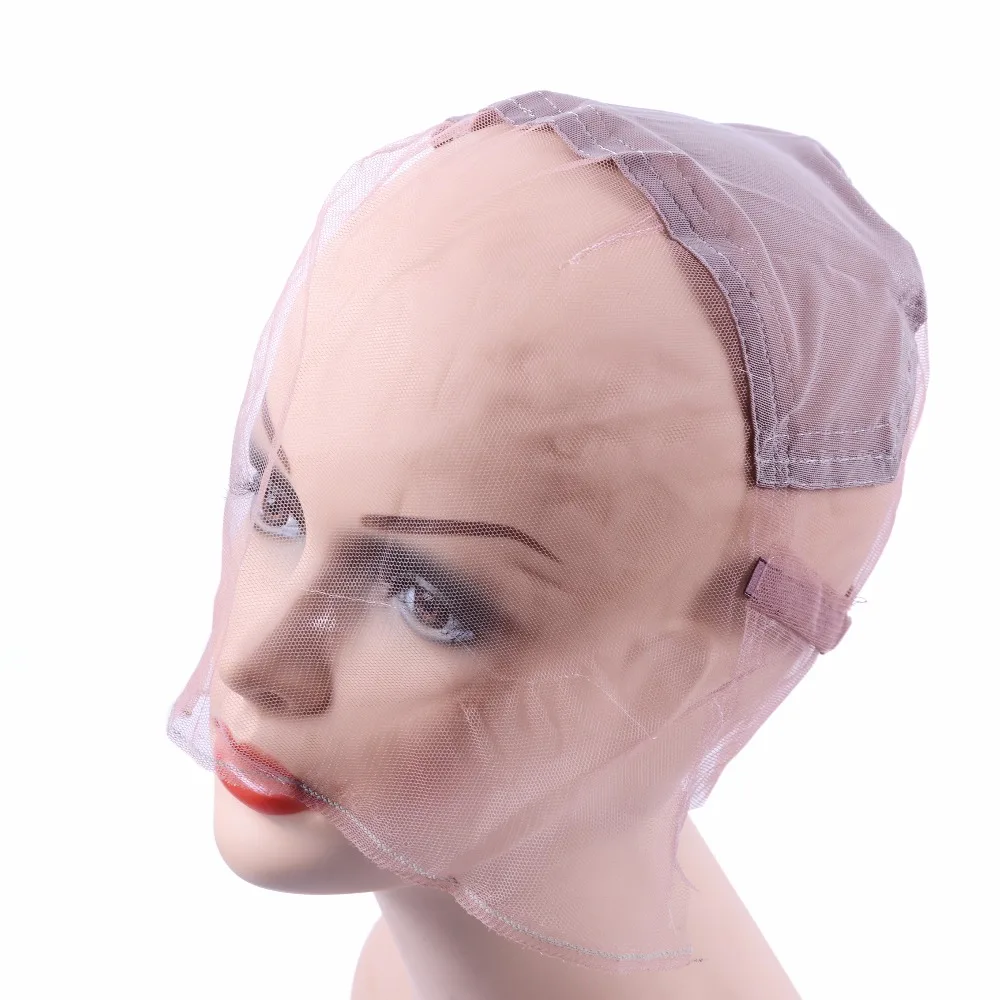 1Pc Full Lace Wig Cap Base For Making Full Hand Made Wigs With Adjustable Straps Glueless Weaving Cap Customize Hairnets