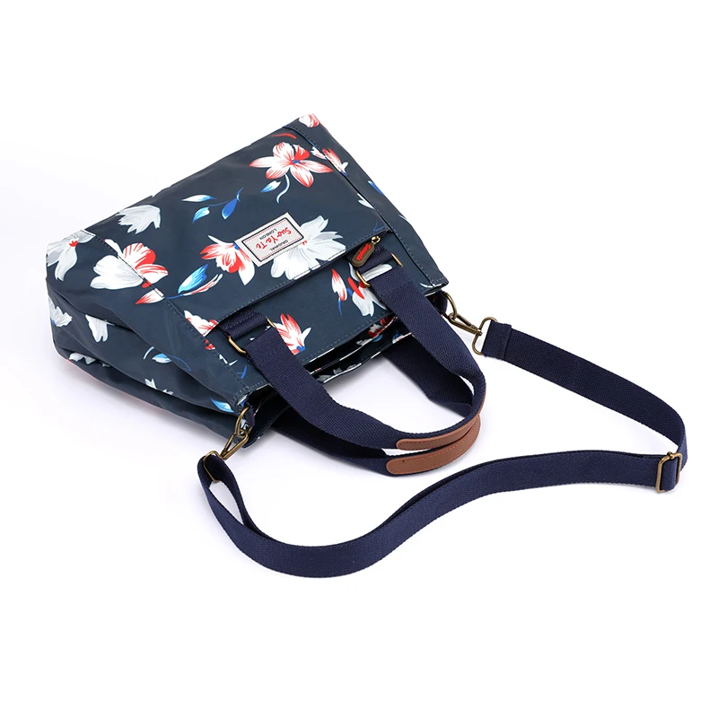 Модный тренд Сумки для Для женщин с цветочным принтом сумки на плечо Водонепроницаемый нейлоновая сумка женские туфли, плоская подошва, для покупок, путешествий, сумки в Корейском стиле