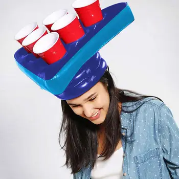 

1 Set Inflatable Pong Cup Holder Hats Rings Toss Game Fun Toys Throwing Adult Kids Ferrule Tools With 2pcs Ball