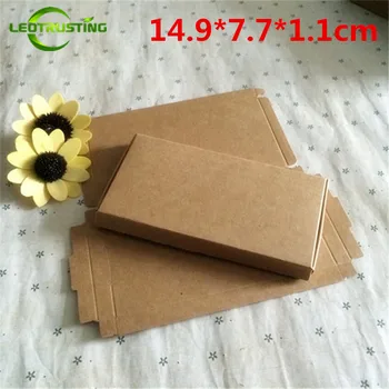 

Leotrusting 50pcs 14.9*7.7*1.1cm Brown Kraft Paper Box Natural Kraft Paper Gift Packaging Box Handmade Candy Paper Cardboard Box