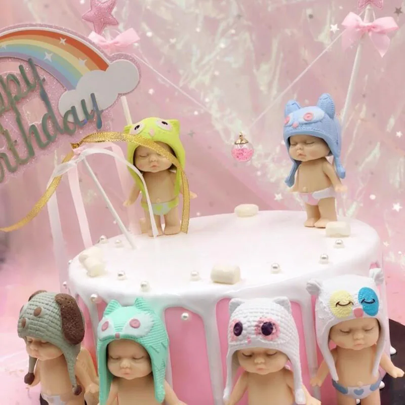 6 Pcs/set Sleeping Cute Baby PVC Wedding Cake Decoration Children's Birthday Party Favors Decoration 2019ing
