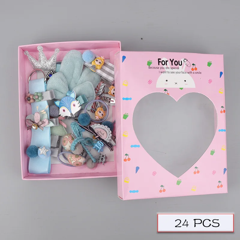 H063-06-B 10/18/24 предмет; нижнее белье из хлопка для детей; резинка для волос, комплект для девочек, модная, популярная, Женские аксессуары для волос комплект резинкой в виде цветом и животных из мультфильмов, повязка на голову в подарок - Цвет: H063-06-B