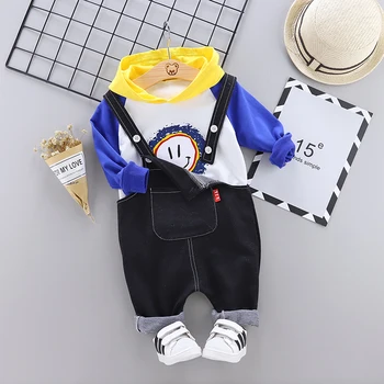 

Toddler Baby Boys Girls Clothes Sets Autumn Hooded T Shirt Bib Pants Children Costume Infant Clothing Suit