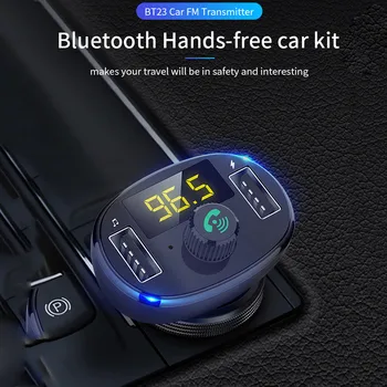

Black Blueteeth Car Kit MP3 Player FM Transmitter Wireless Radio Adapter Dual USB2.1A Port Charger 12 24 V#Y1