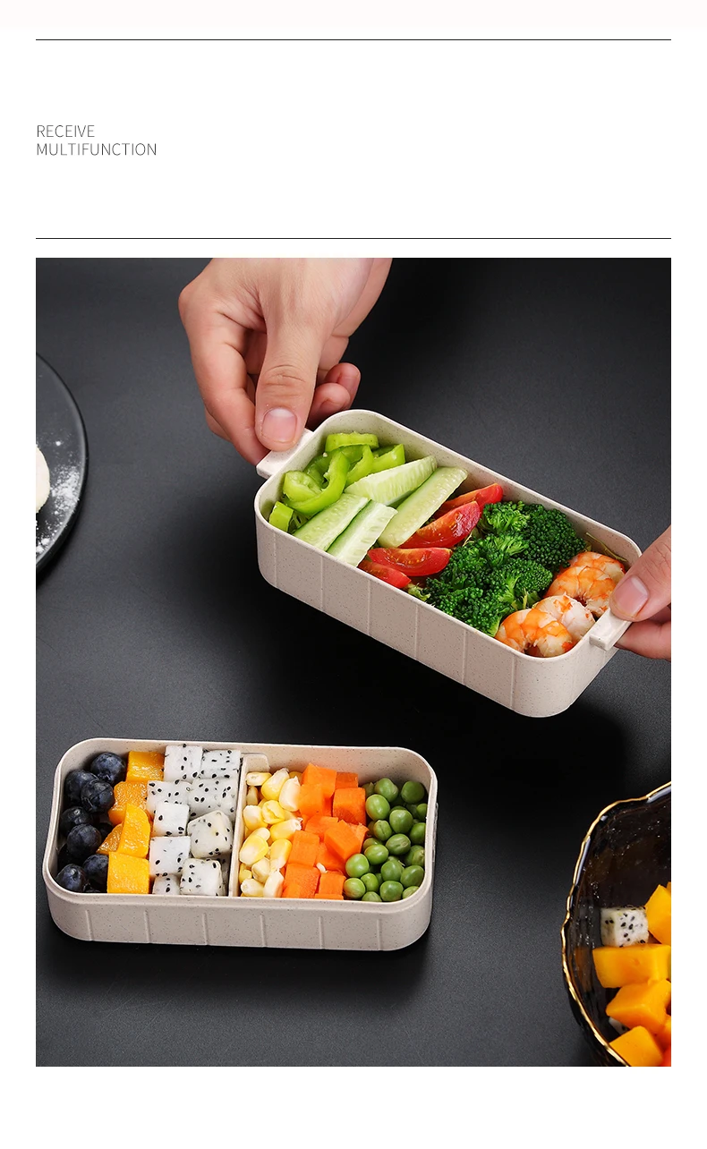 Plant - Lunch Box Bento lunch Box Double-layer Microwave Heating lunch Container Food Storage Container