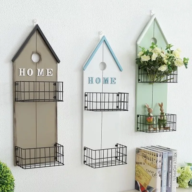 

Wall Hanging Storage Basket Creative Shelf Iron Wall Mounted Decoration Iron Frame Hanging Display Rack Indoor Storage Basket