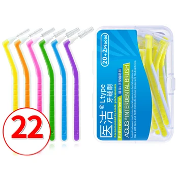 

22Pcs/Box 0.6-1.5mm L-Type Interdental Brush Tooth Cleaning Brush Push-Pull Adult And Kid's Clean Oral Correction