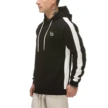 Новинка, стильный осенний спортивный пуловер с капюшоном и длинным рукавом из чистого хлопка для занятий фитнесом и бега