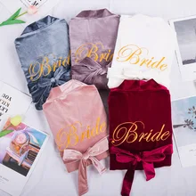 Зимнее бархатное свадебное платье для невесты или подружки невесты, кимоно в японском стиле, банное платье, сексуальное женское нижнее белье с буквенным принтом, ночная рубашка