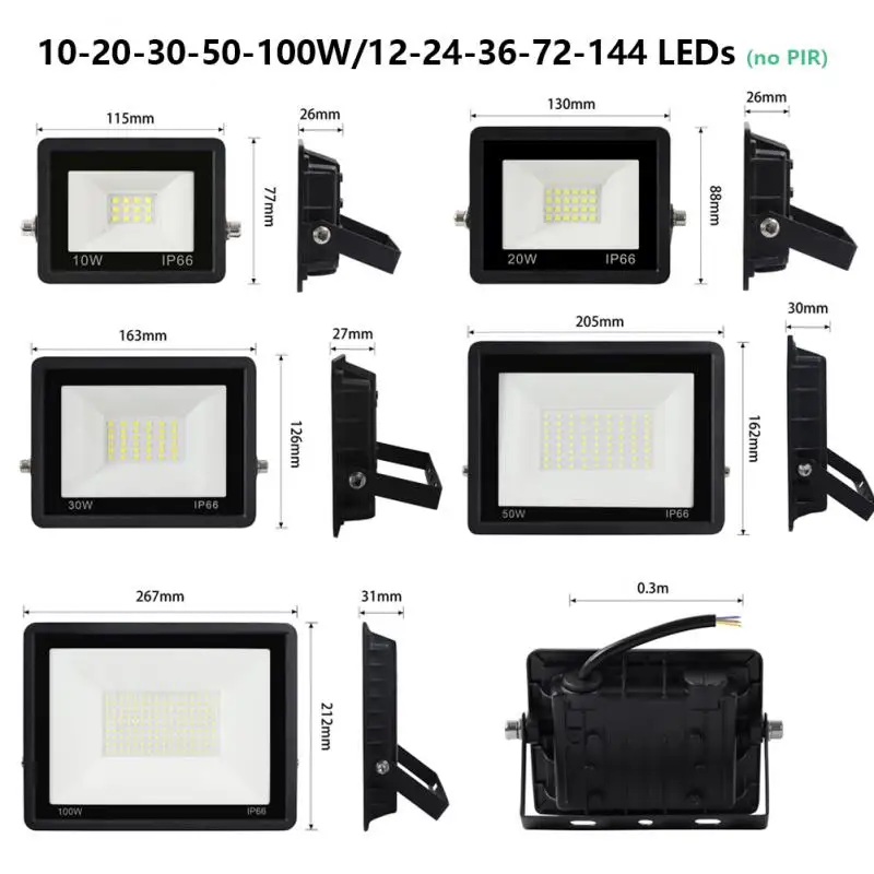 LED Floodlight PIR Motion Sensor 220V 10W 20W 30W 50W 100W Waterproof IP66 Outdoor Induction Lighting Garden Decoration outdoor spot lights led