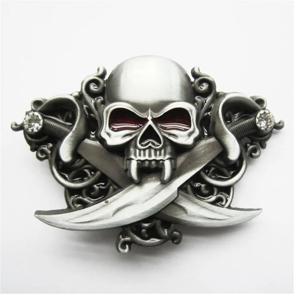 

Retail Distribute Classic Skull Knives Rhinestones Bling Belt Buckle BUCKLE-SK015 Free Shipping