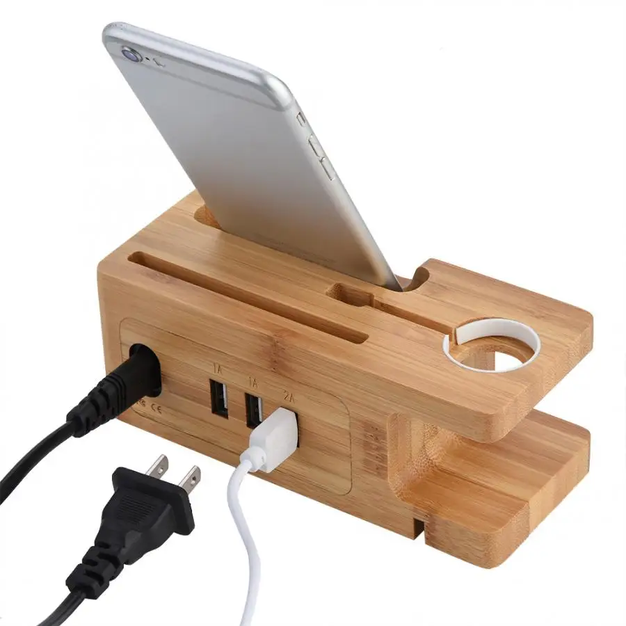 Деревянный usb зарядная док-станция держатель для телефона зарядное устройство
