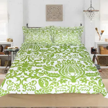 

Green Poppy Pattern High Quality Home Textile Quilt Cover with 2 Pillowcase 3D Printing Bedding 3 Pcs Set and Sheet