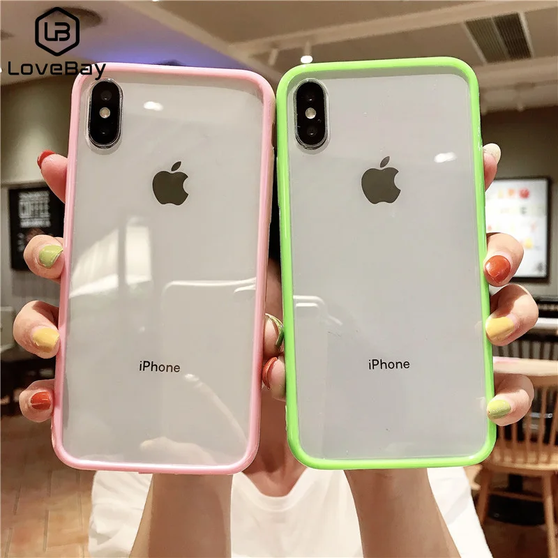 Прозрачный чехол Lovebay ярких цветов для iPhone 11 Pro X XR XS Max Мягкие акриловые чехлы из
