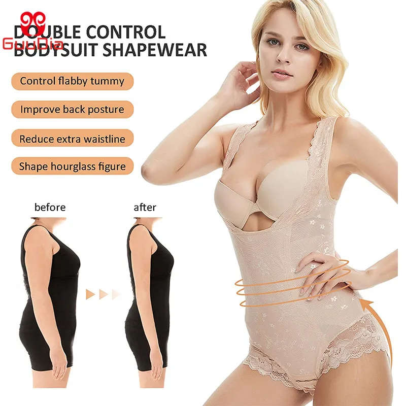 GUUDIA Bodysuit Shapewear Open Bust Shapers Slimming Body Shaper Colombianas Seamless Butt Lifter Push Up Shapers Slimming low back shapewear